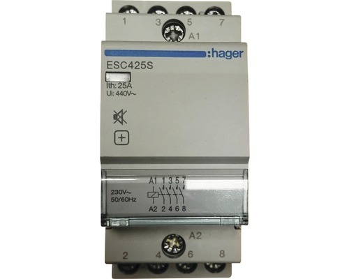 Hager ESC425S 25A installatiecontactor 4 normaal open contacten