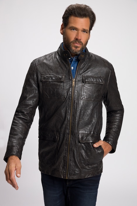 Lederjacke, Leder, Lamm-Nappaleder, warmes Futter, Stehkragen