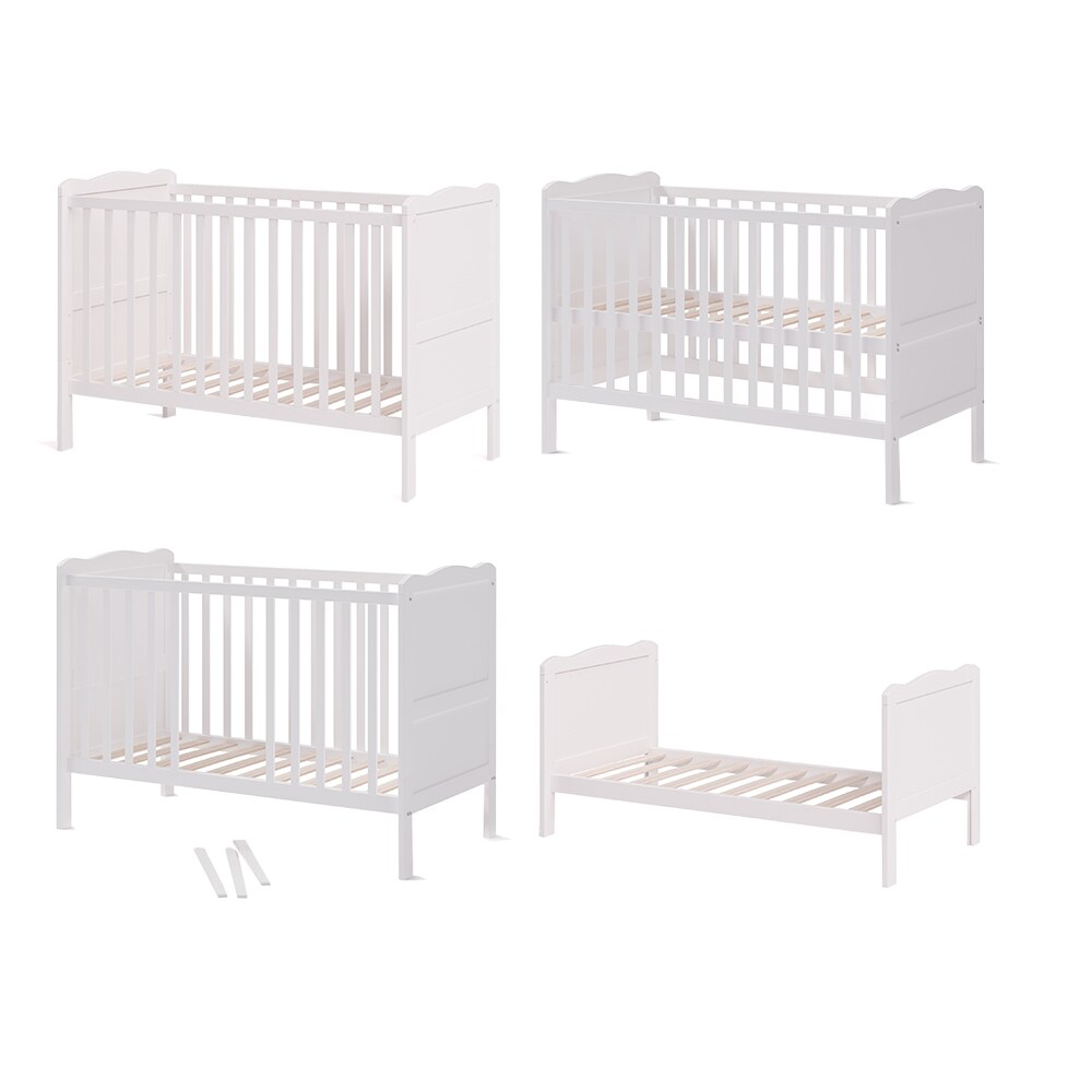 VitaliSpa Gitterbett Babybett Kinderbett Tobi Kombinationsbett umbaubar Weiß
