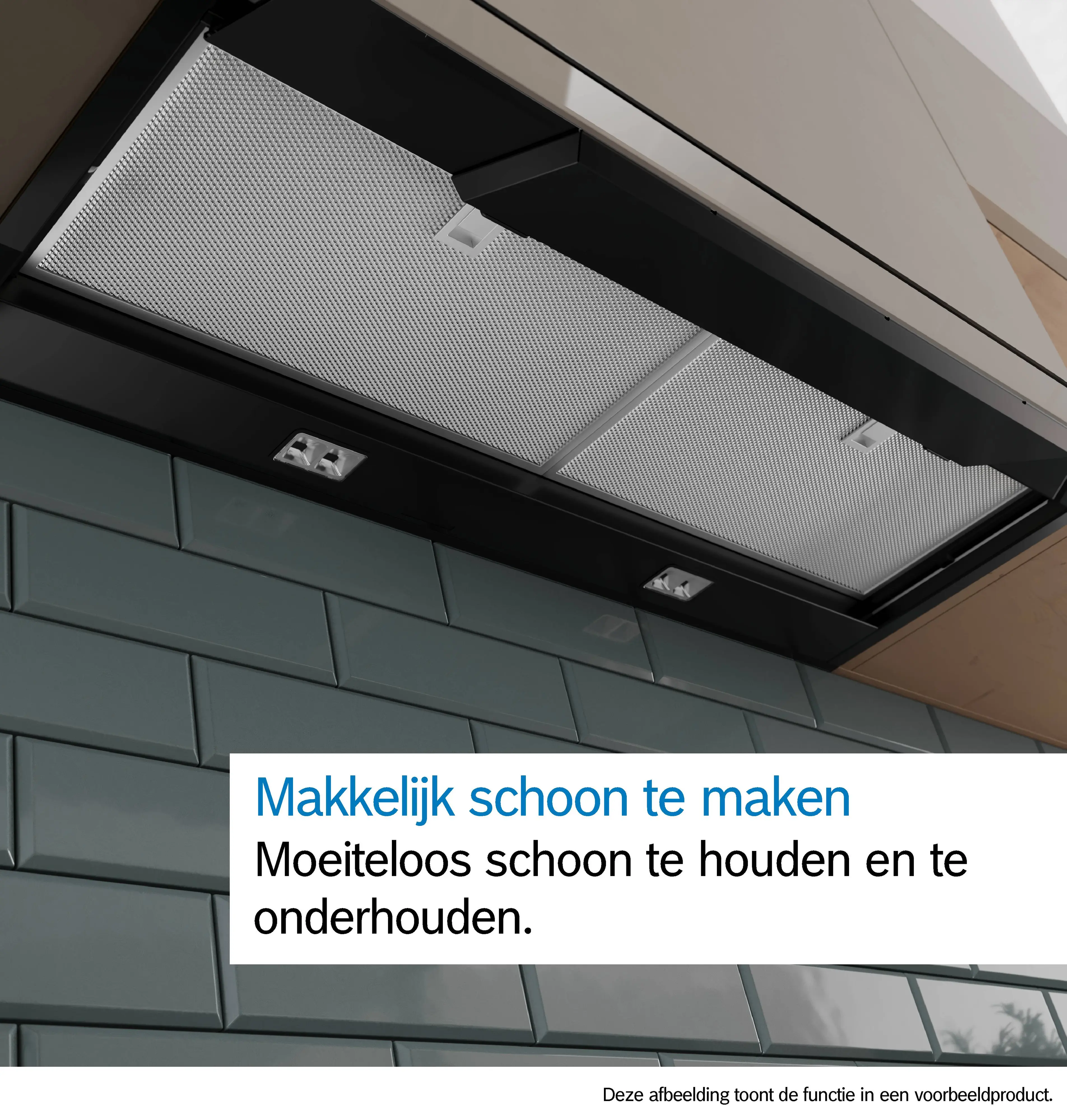 Serie 6 Geïntegreerde blokdesign schouwkap 60 cm zwart glas, Matzwart