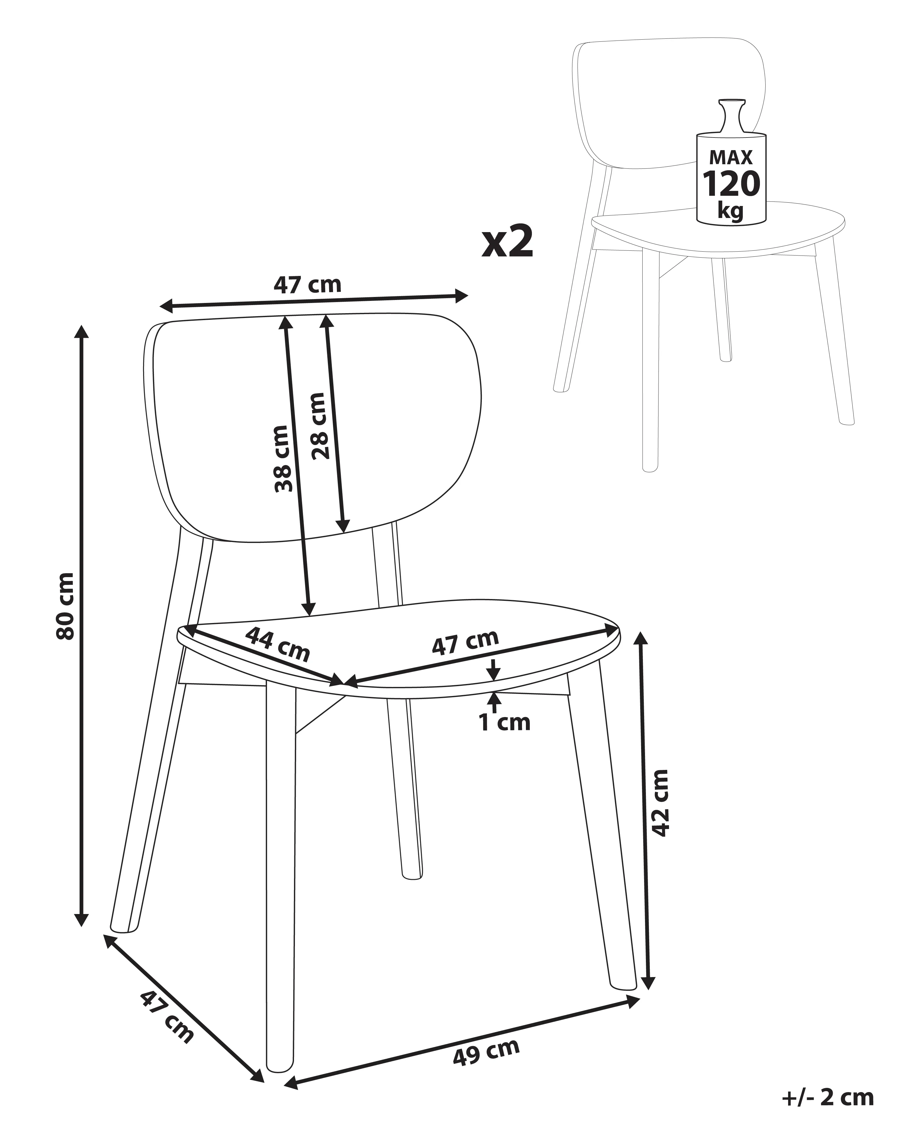 Set van 2 eetkamerstoelen OVERLY Hout Lichtbruin