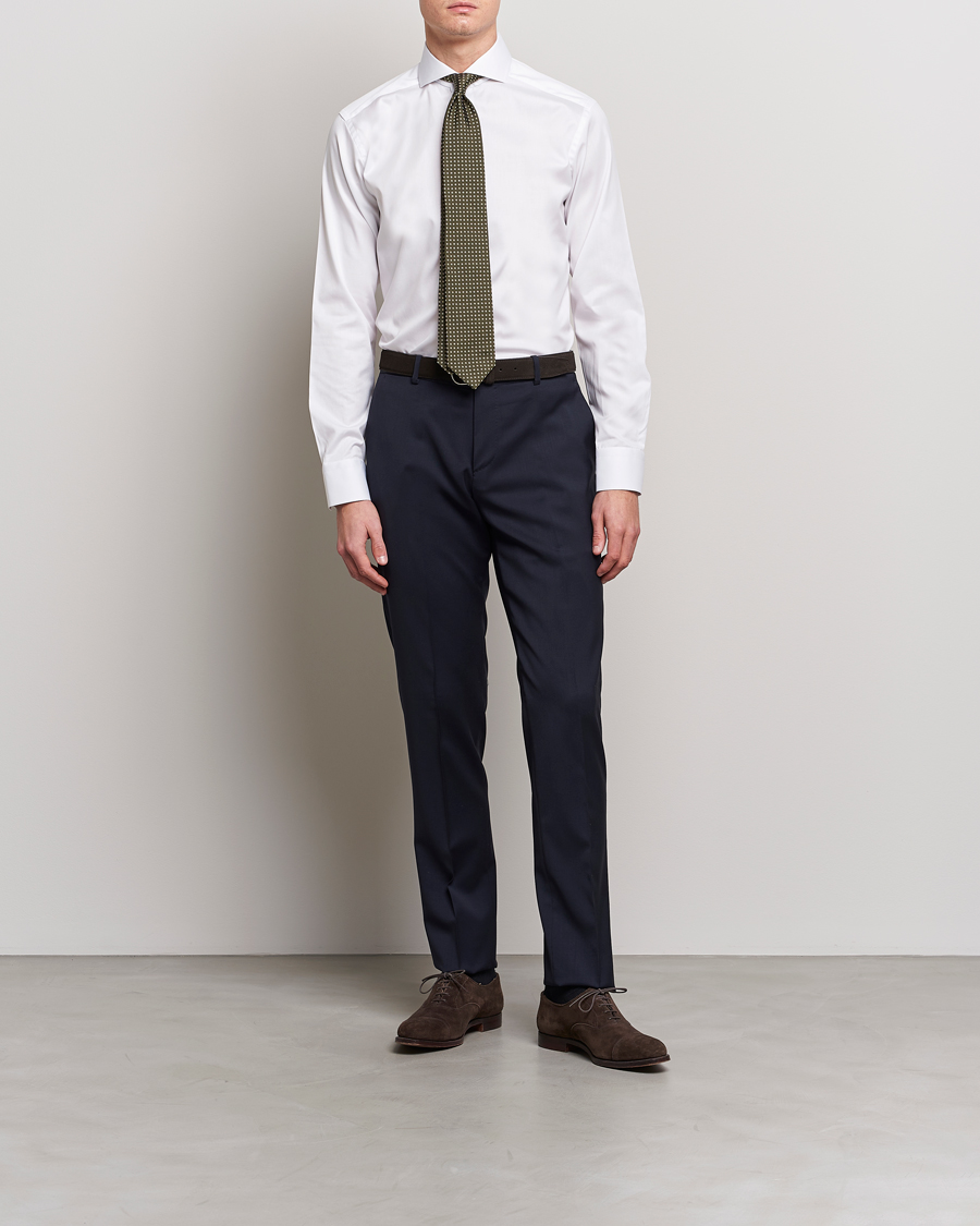 Eton Slim Fit Twill Cut Away Shirt White