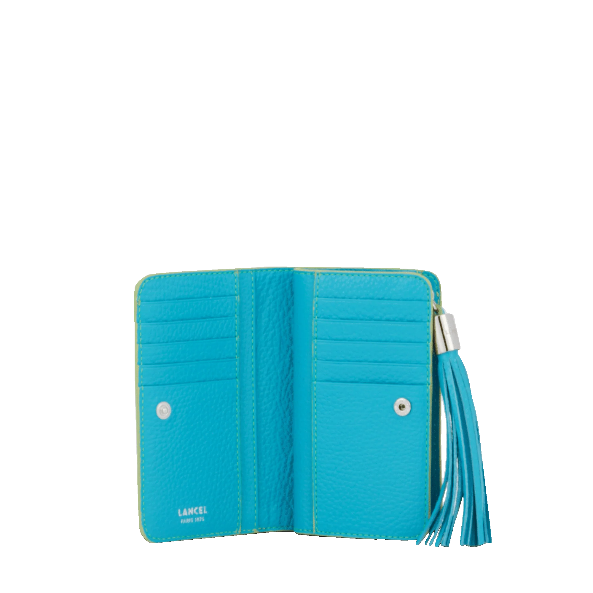 Portefeuille rectangulaire compact zippé Premier Flirt de Lancel-Bleu ocean