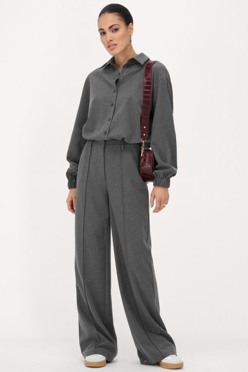 Grijze cropped jack met elastiek