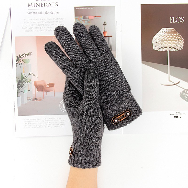 (1 Paar) Herren Strick Handschuhe Warme Winter Handschuhe (One Size) - Grau