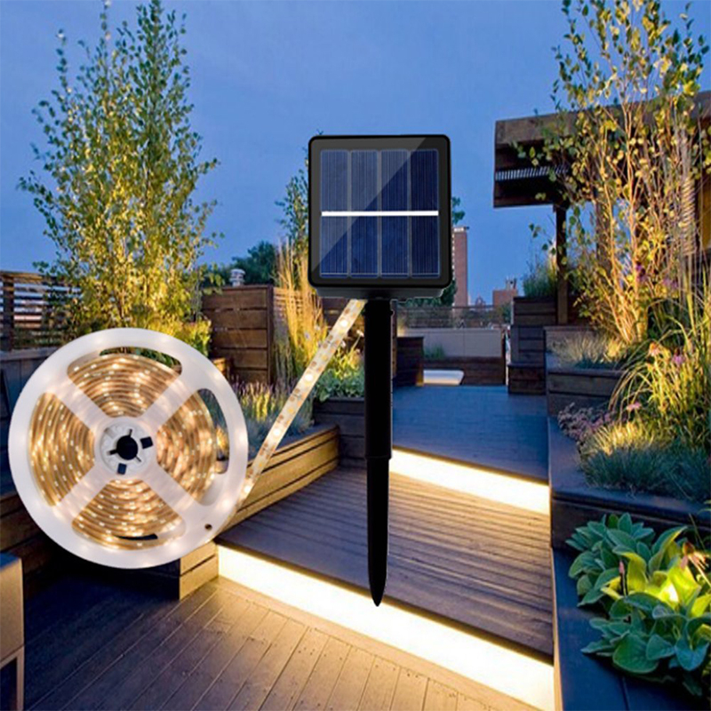 (3m) 180 LED's Solar Lichterkette Outdoor Leuchtstreifen Wegbeleuchtung Lichter Band mit Dämmerungssensor (IP65) - Bunt