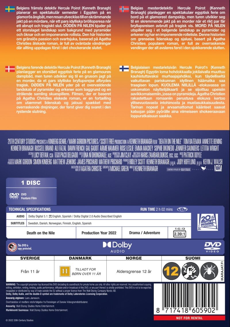 Døden På Nilen - 2022 / Death On The Nile - DVD
