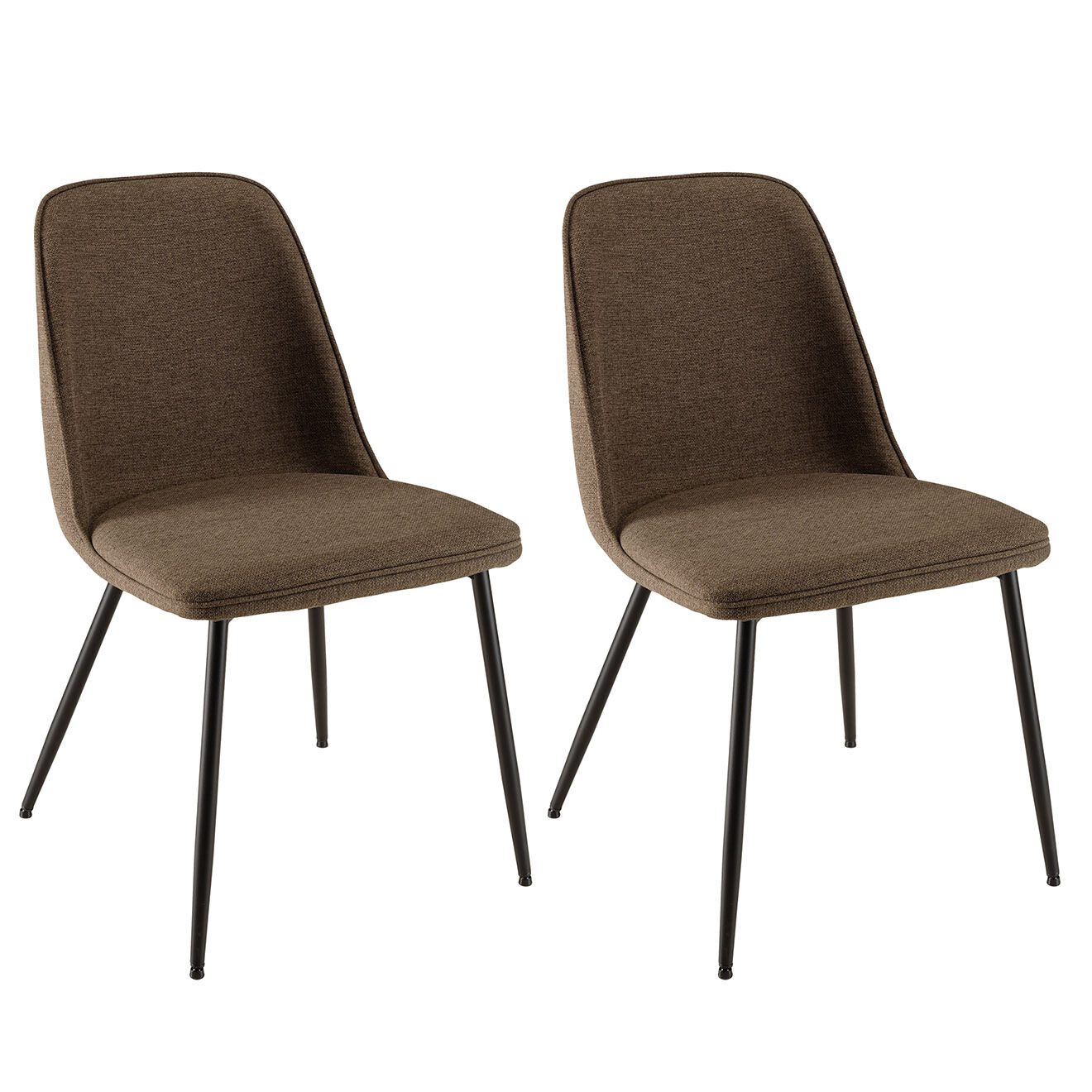 Macabane 2 Chaises en Tissu Tom dossier droit marron - 47x60x81 cm