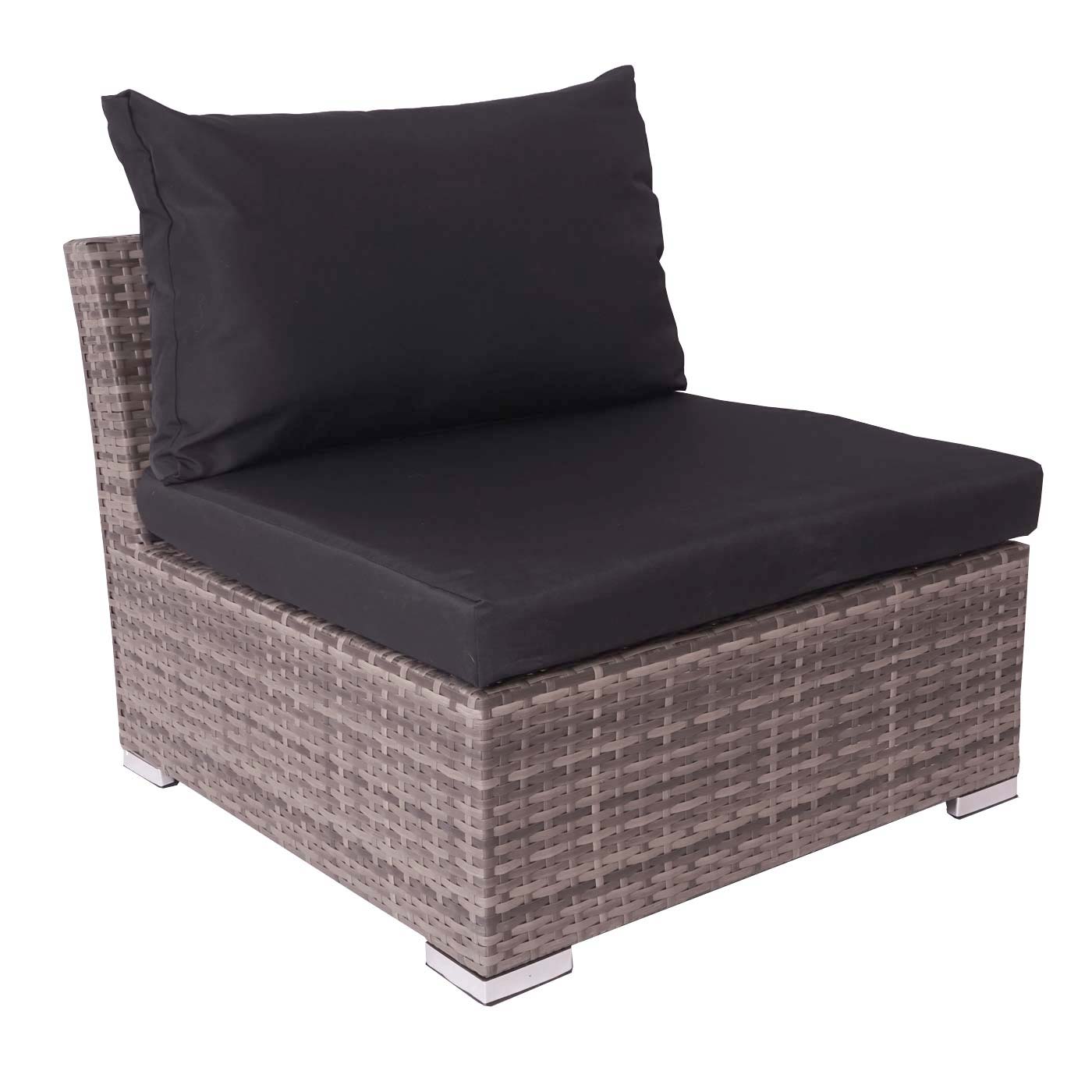 Poly-Rattan Garnitur MCW-J36, Balkon-/Garten-/Lounge-Set Sitzgruppe Sofa ~ grau, Kissen schwarz