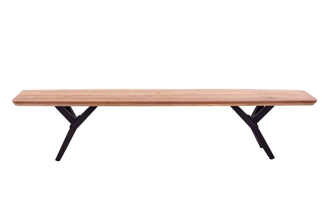 Garden FLAIR Gartenbank OLAF 220 cm schwarz /Teakholz