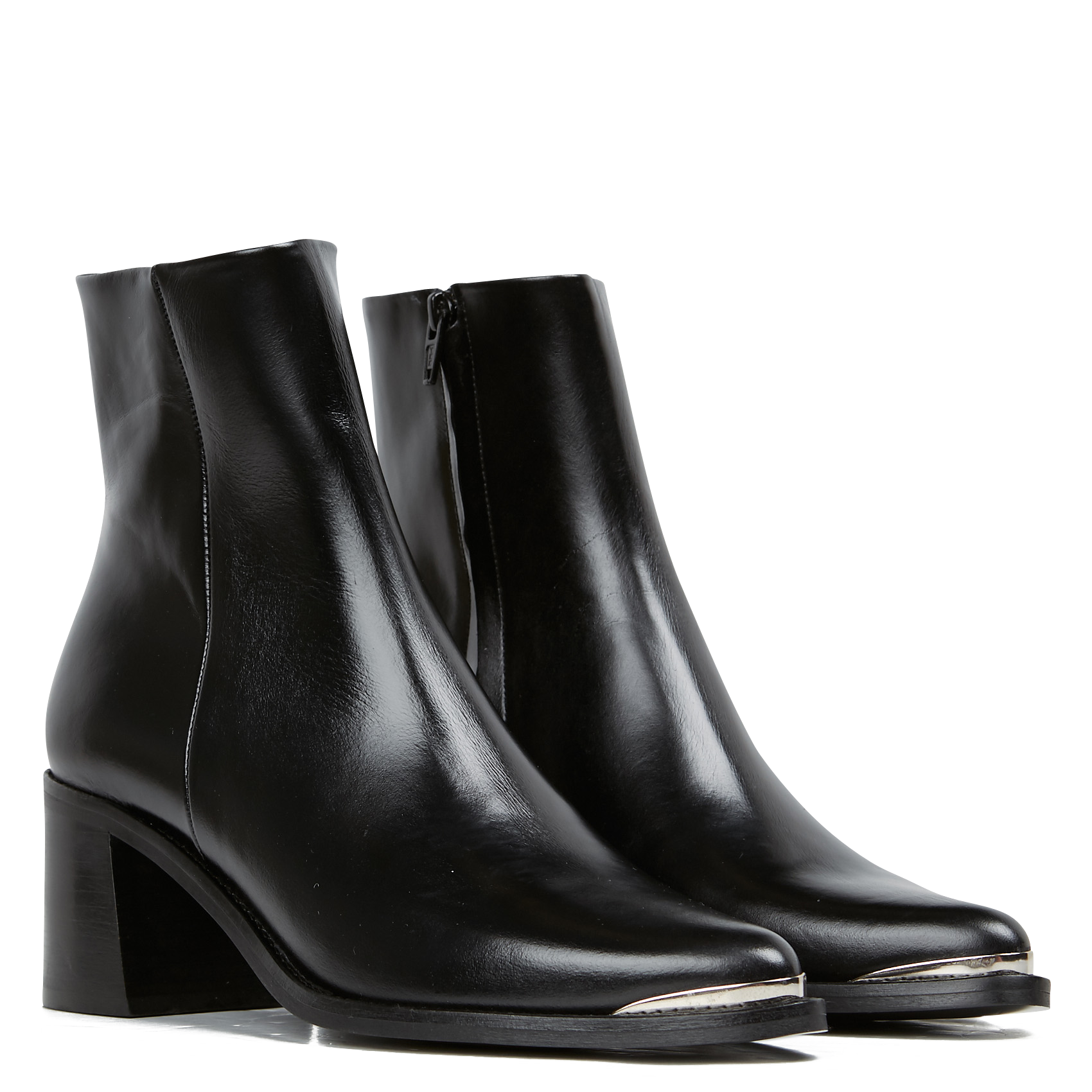 DELO - Bottines à bout pointu en cuir vieilli | Noir
