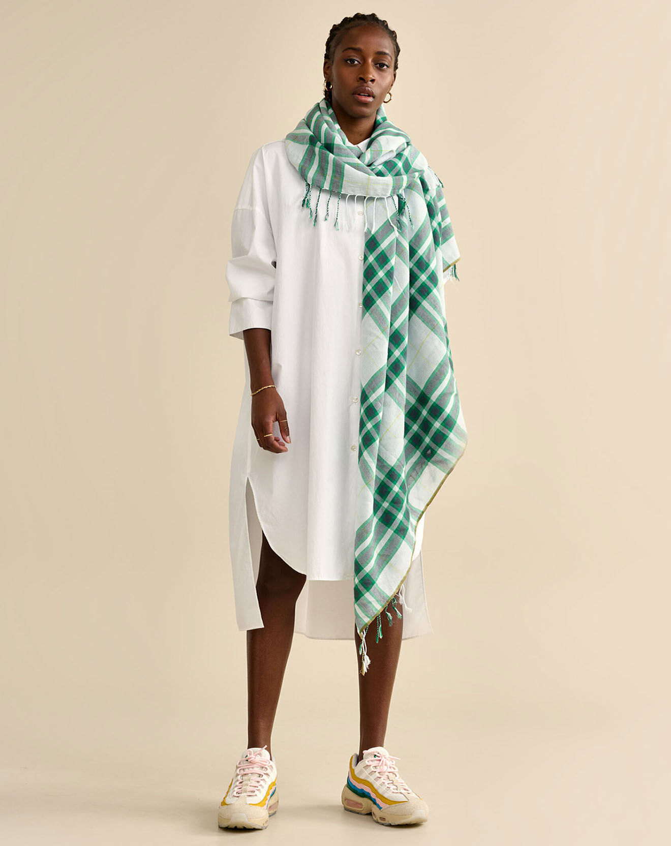 Bellerose Echarpe en Laine & Coton Sedra verte