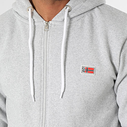Sweat Zippé Capuche Gris Chiné