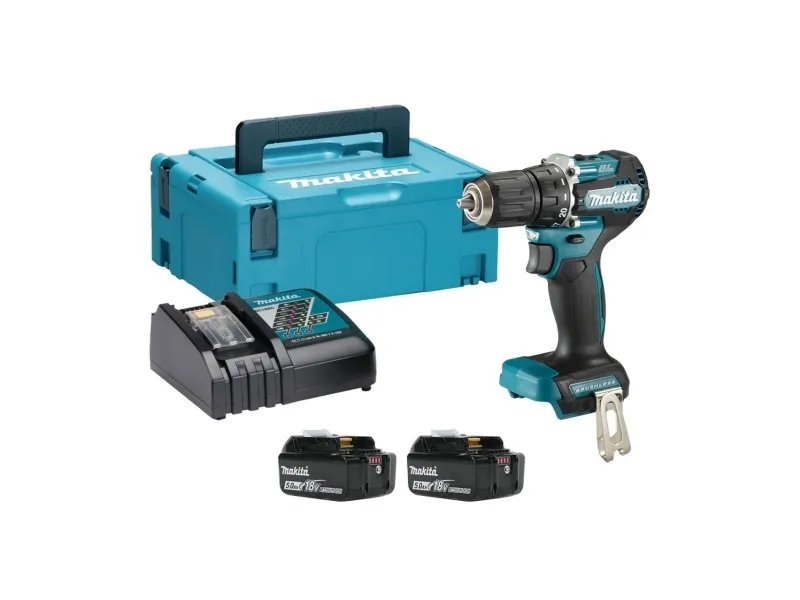 Makita DDF487 - Bor/driver - ledningfri - 2-hastigheders - borepatron med nøgle 13 mm - 40 N·m - 2 batterier - 18 V