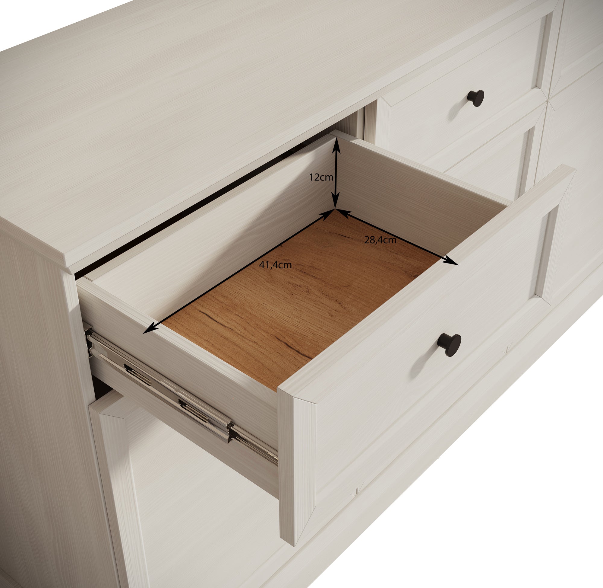 Meubella Dressoir Leroy - Wit eiken - 146 cm
