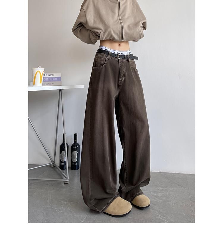 Kimeya - Mid Rise Washed Wide Leg Jeans