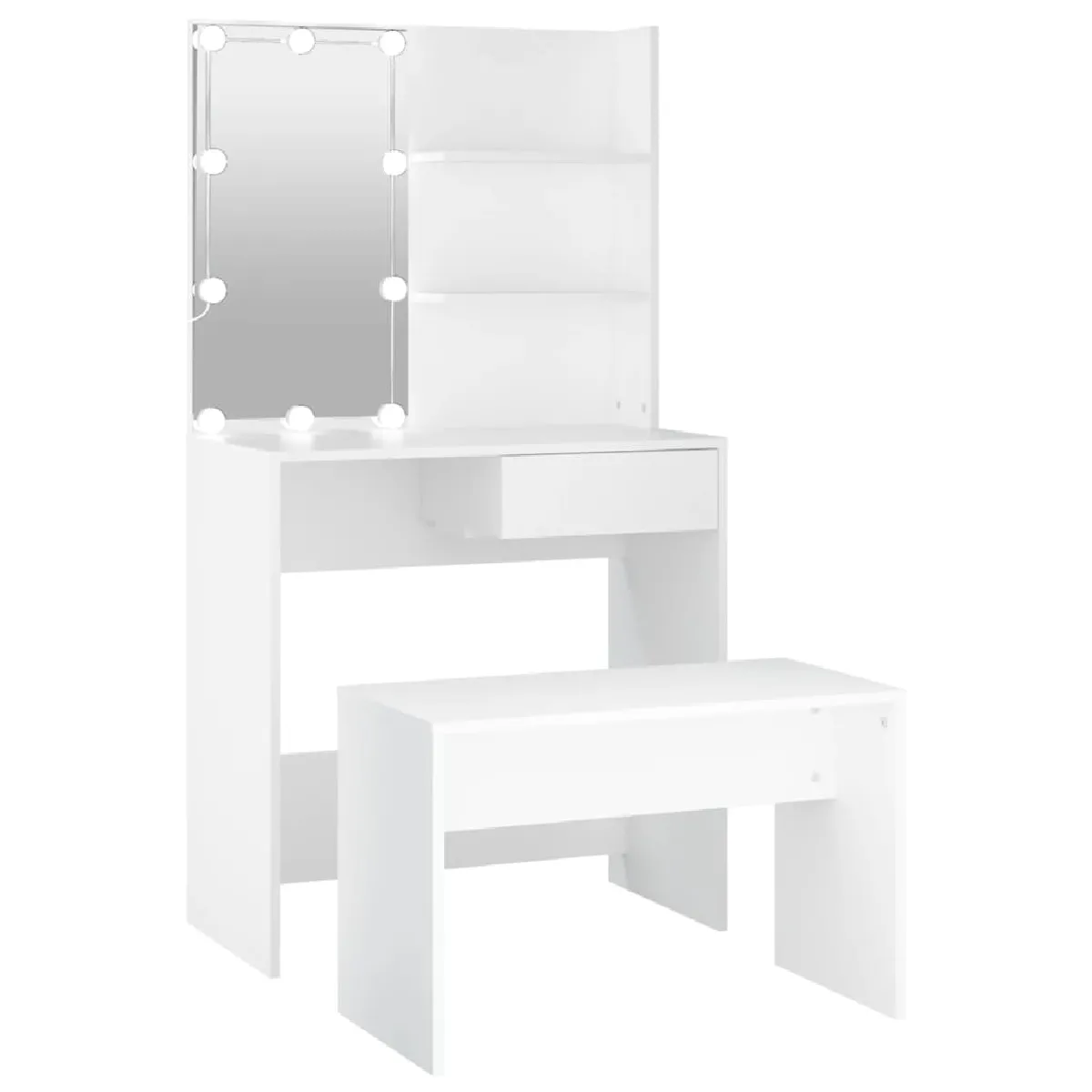 vidaXL Ensemble de coiffeuse avec LED - Blanc