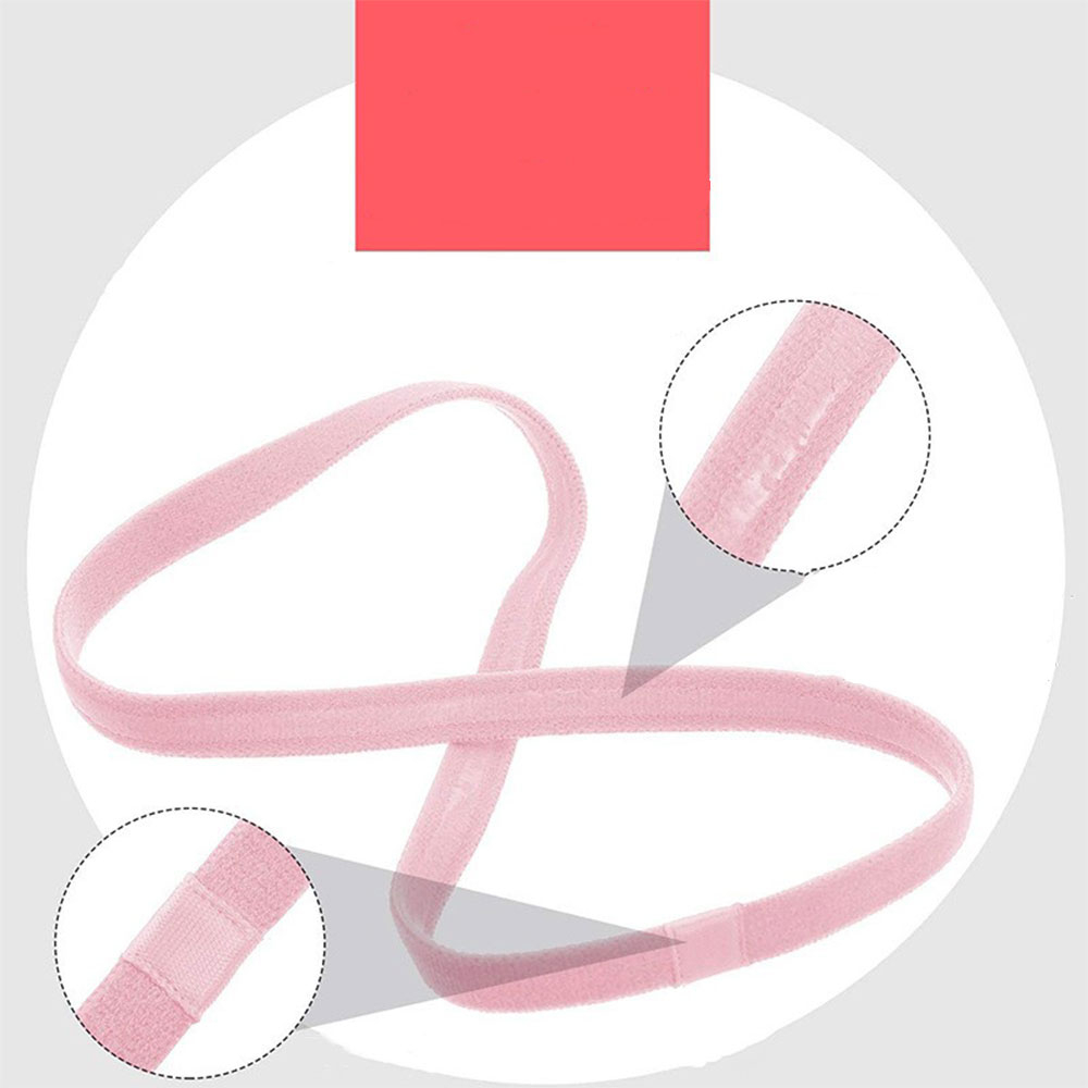 (4er Set) Anti-Rutsch Silikon Haarband Elastisches Sport / Fitness Gummiband für Laufen / Workout / Joggen (One-Size) - Pink / Rosa / Weiss / Schwarz