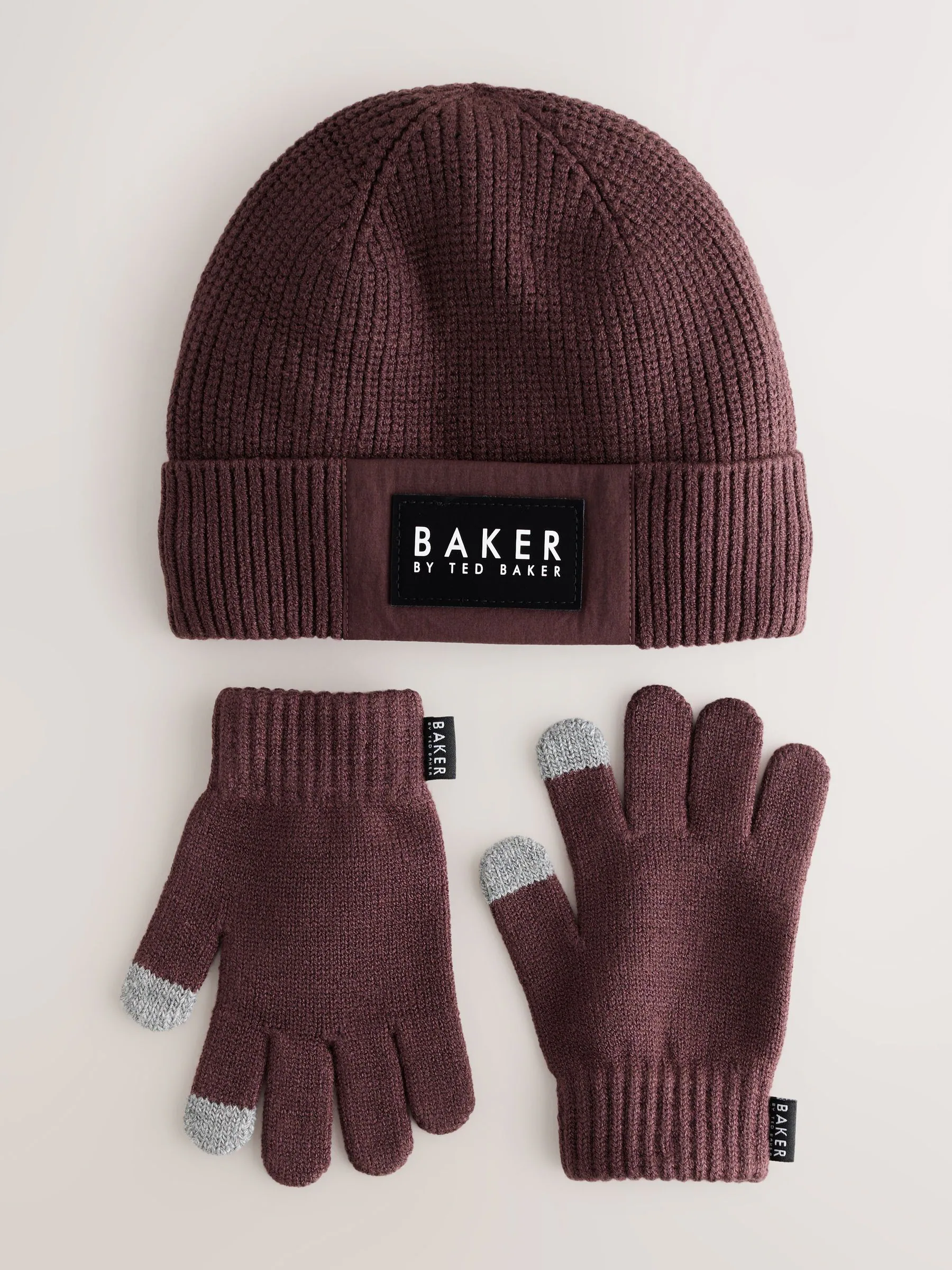 Bruin - Baker By Ted Baker jongensset van muts en handschoenen