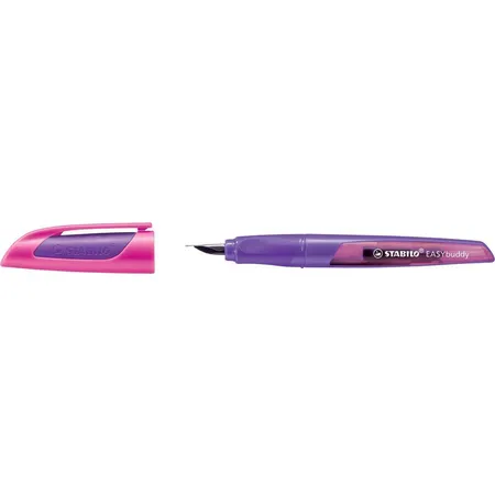 Schulfüller mit Anfänger-Feder A - STABILO EASYbuddy in lila/magenta - Schreibfarbe blau (löschbar) - Einzelstift - inklusive Patrone