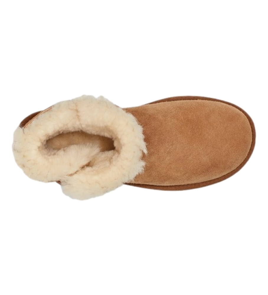 Botas UGG Mini Bailey Button II em couro cor camelo