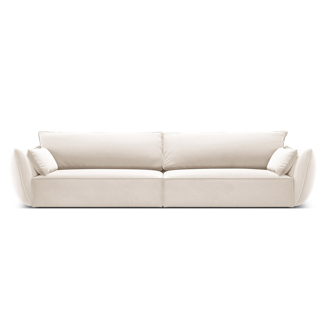 Mazzini Sofas Canapé Velours Vanda 4 Places beige clair - 248x100x85 cm