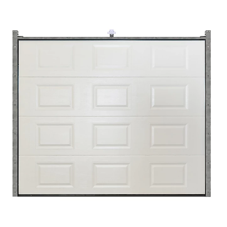 Porte de garage sectionnelle à cassettes acier GoodHome blanc RAL 9010 - L.240 x h.200 cm - motorisée (en kit)