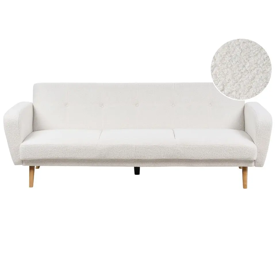 FLORLI - Slaapbank 3-zits - Wit - Bouclé