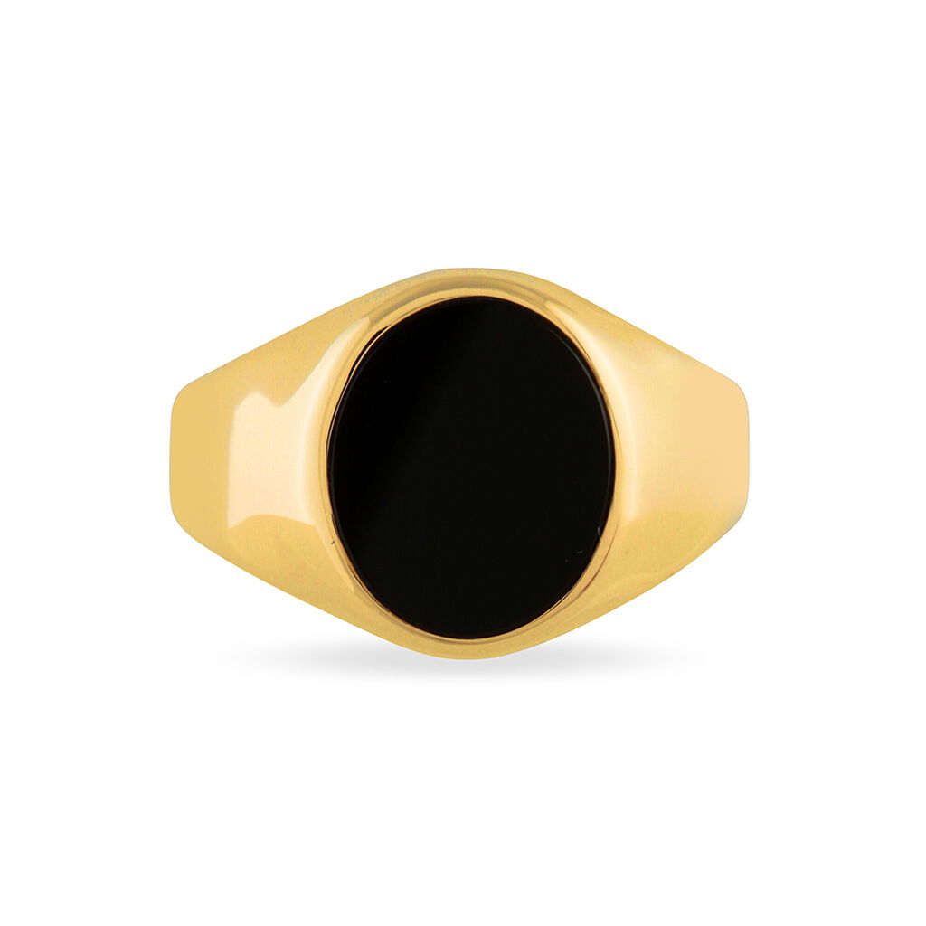 Chevalière Ovale Or Jaune Onyx