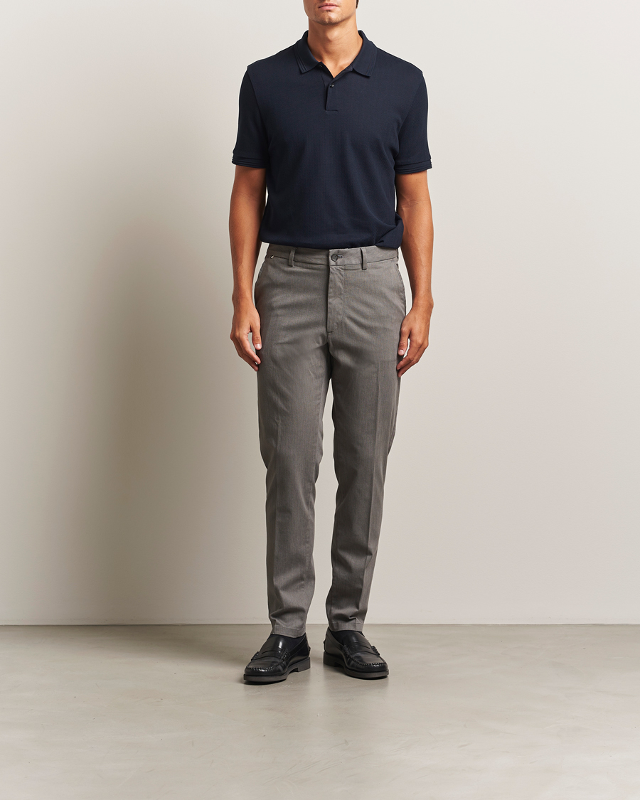 BOSS BLACK Kane Brushed Cotton Pleated Trousers Dark Grey