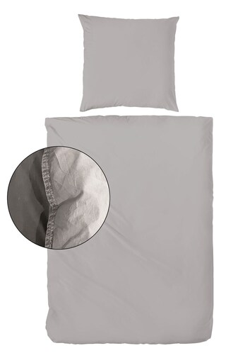 Hahn Renforcé-Bettwäsche Stonewashed 155 x 220 cm anthrazit