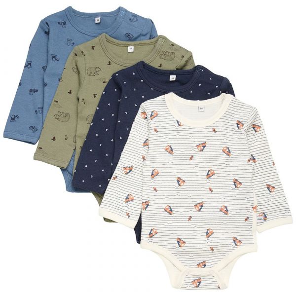 Pippi Bodie De Manga Comprida Ao-printed 4 Pack 18 Meses Deep Lichen Green - 5714999051145