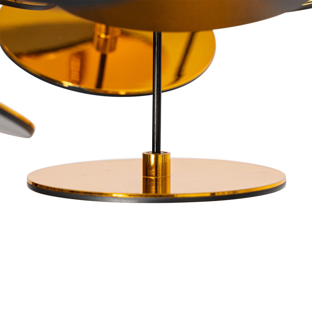 Design plafondlamp zwart met goud 54cm 3-lichts - Cerchio