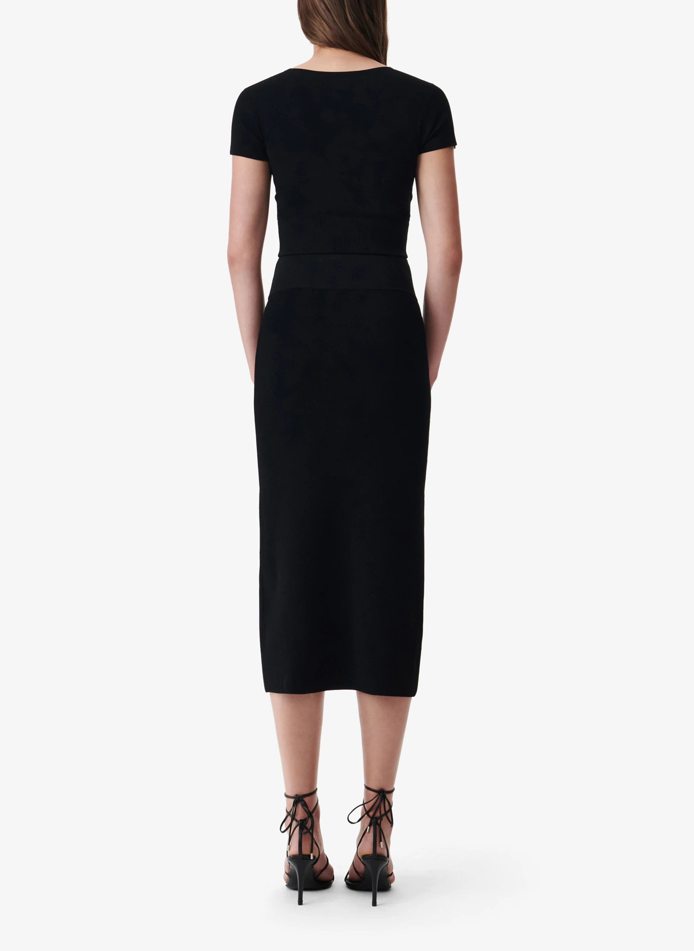 YAIKO - Jupe midi crayon en denim de coton mélangé | Noir