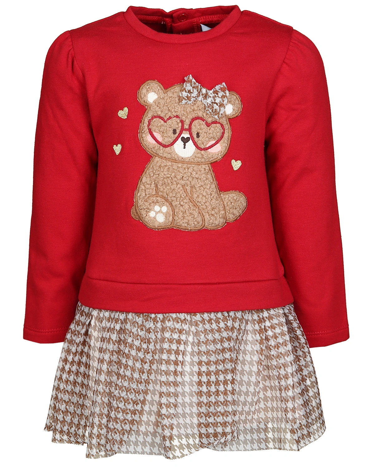 Langarm-Kleid HEART BEAR mit Tüllrock in rot