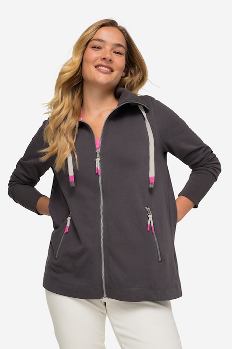 Sweatjacke, Stehkragen, Zipper, Langarm