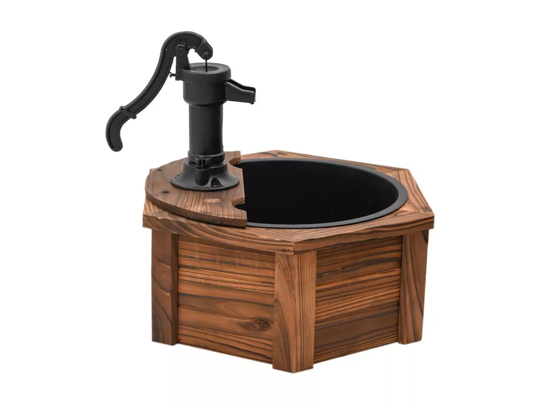 Fontaine à eau avec pompe 57x57x53 Bois de sapin massif