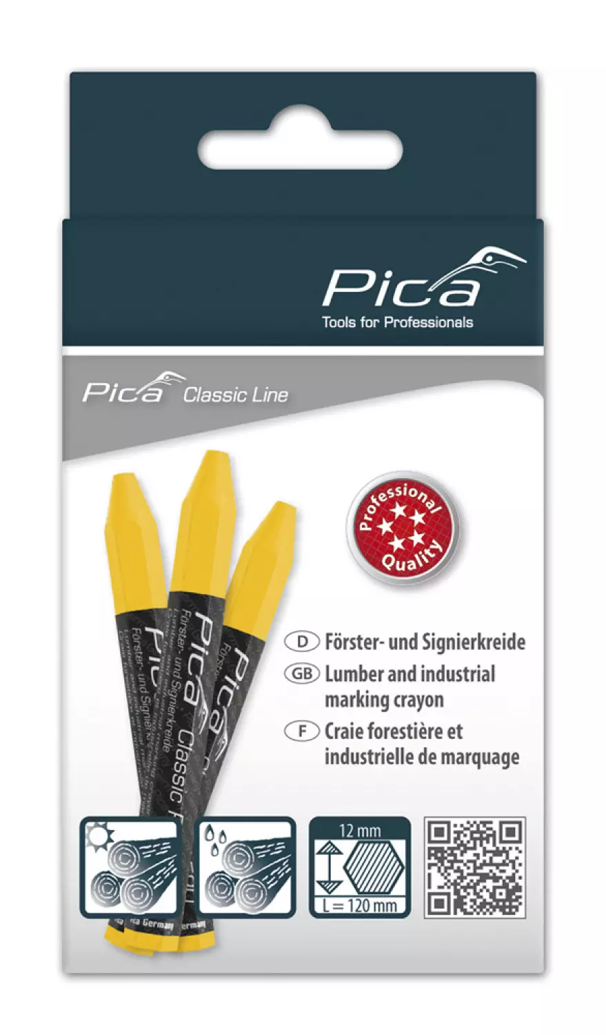 Pica 590/44 PRO Markeerkrijt - Geel - 12 x 120mm (12st)