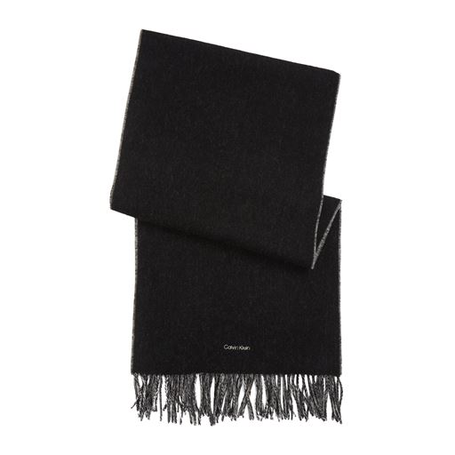 Calvin Klein Fringes Two Tones Halstørklæde, Black/Gray Morn