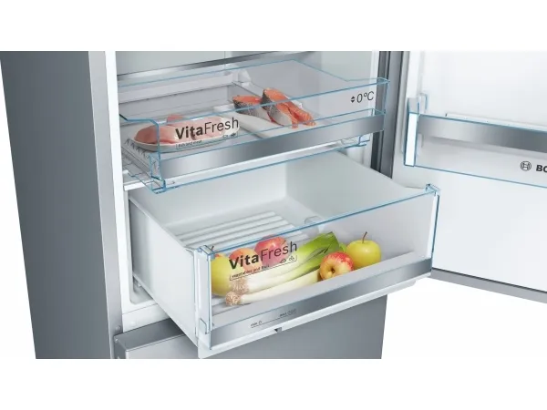 Bosch Serie | 6 KGE398IBP - Køleskab/fryser - bund-fryser - bredde: 60 cm - dybde: 65 cm - højde: 201 cm - 343 liter - Klasse B - rustfrit stål