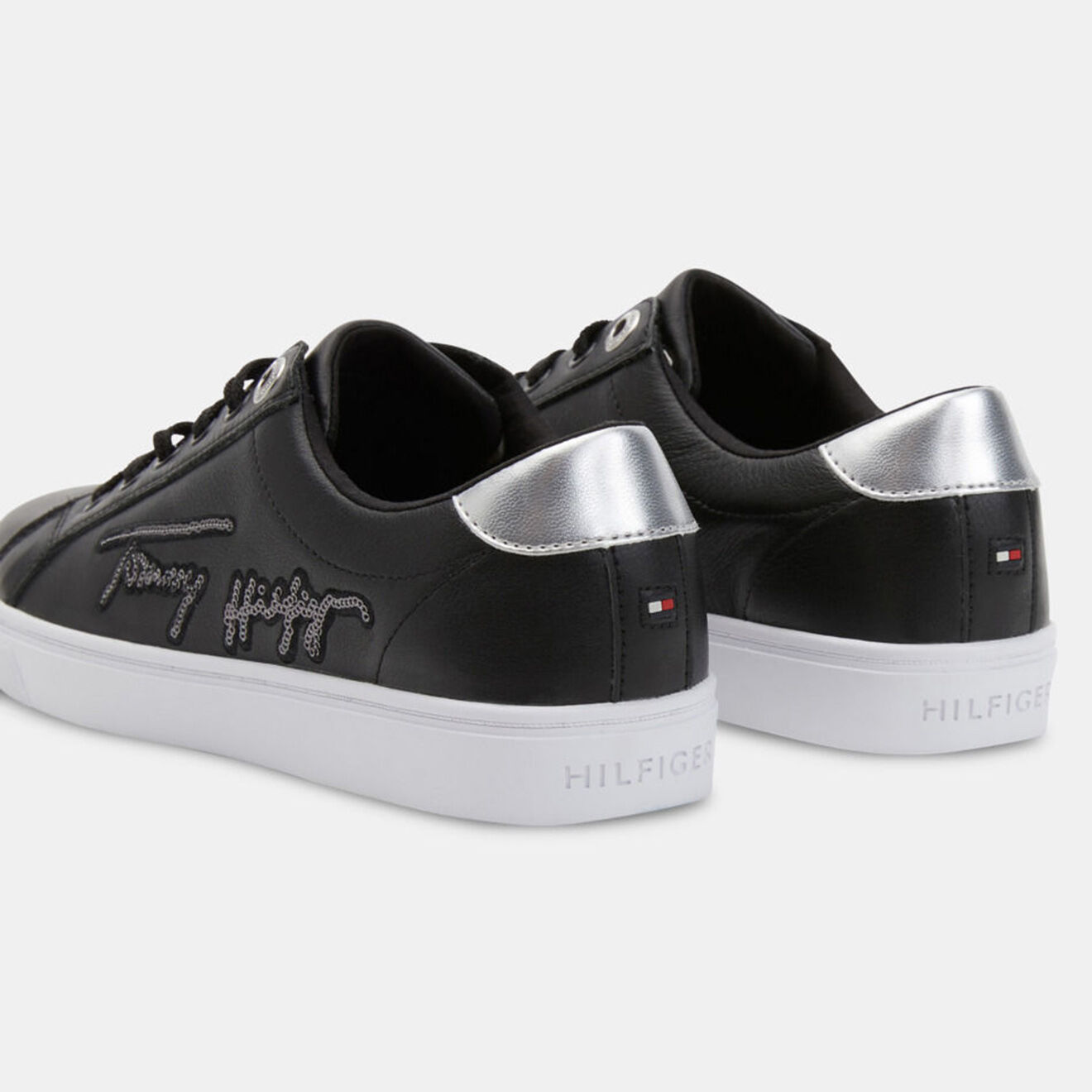 Tommy Hilfiger Baskets en Cuir Signature Sequins noires