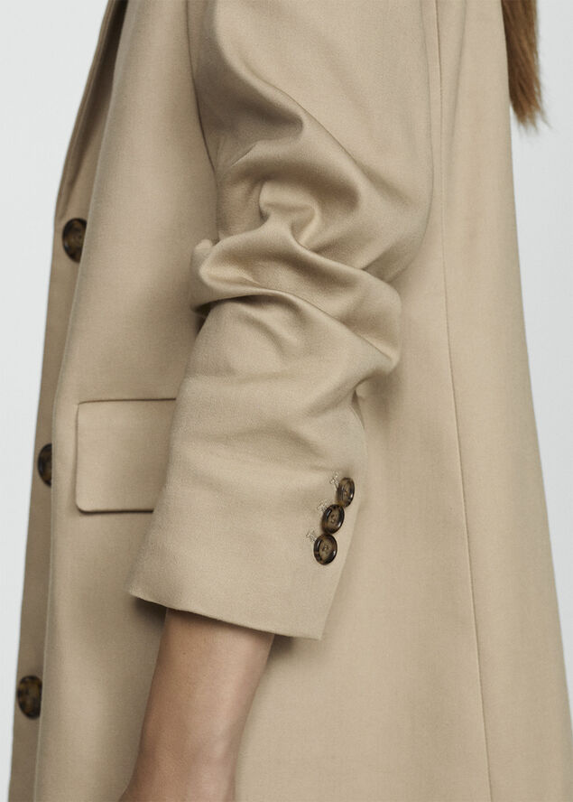 MANGO 100% cotton straight coat Light beige