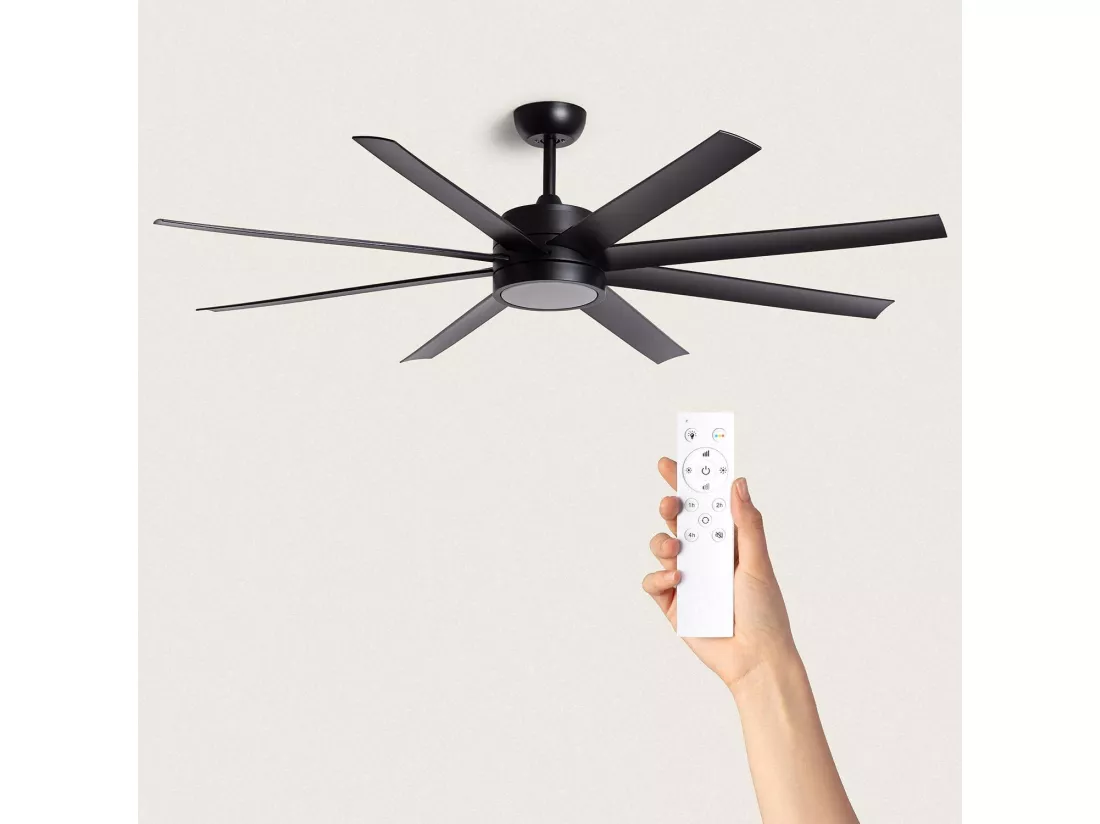 Ventilateur de Plafond Silencieux Hidra Noir 157cm Motor DC Télécommande Avec lumière Non