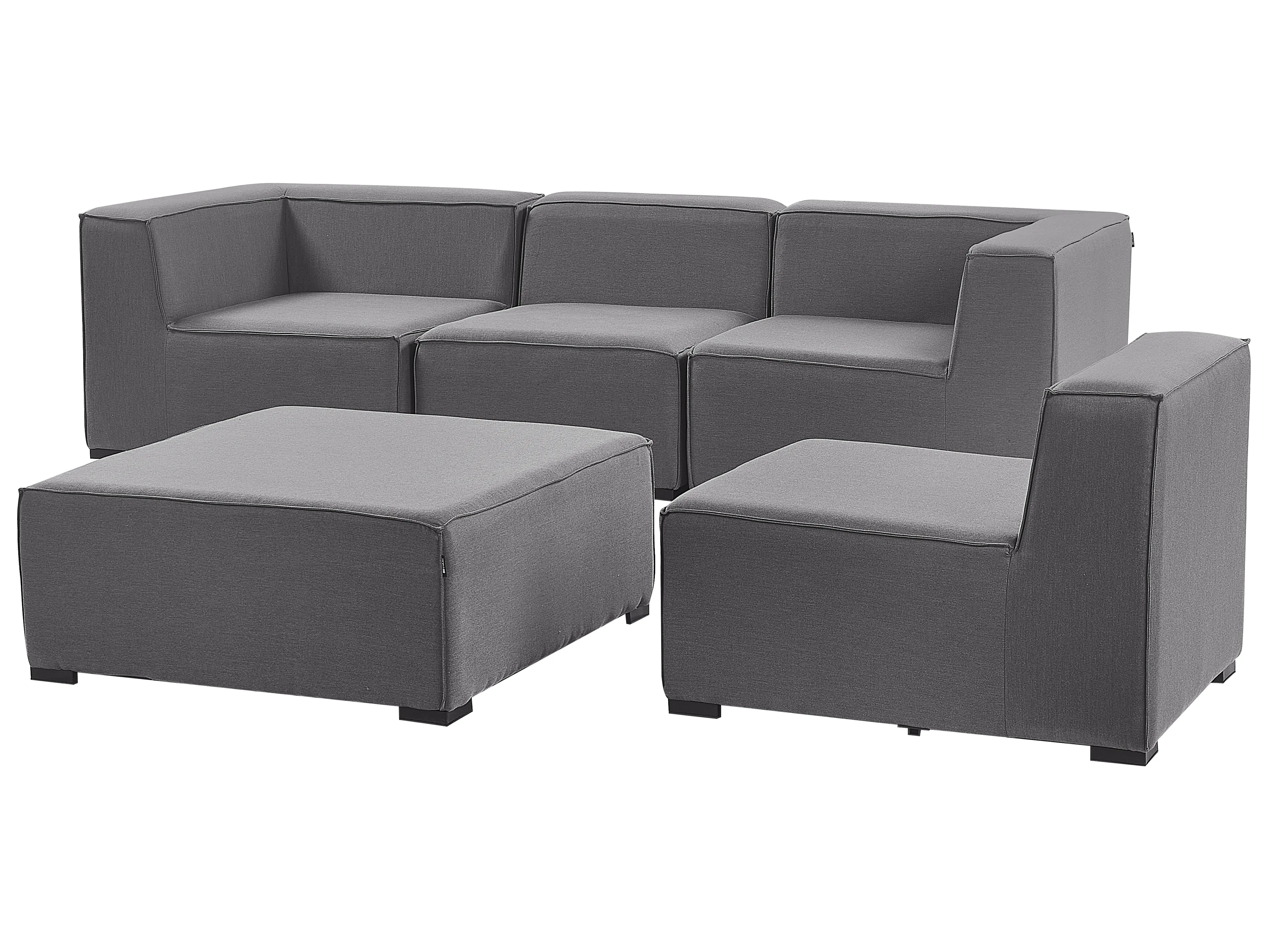 Tuin loungebank met ottomaan 4-zits AREZZO modulair Grijs