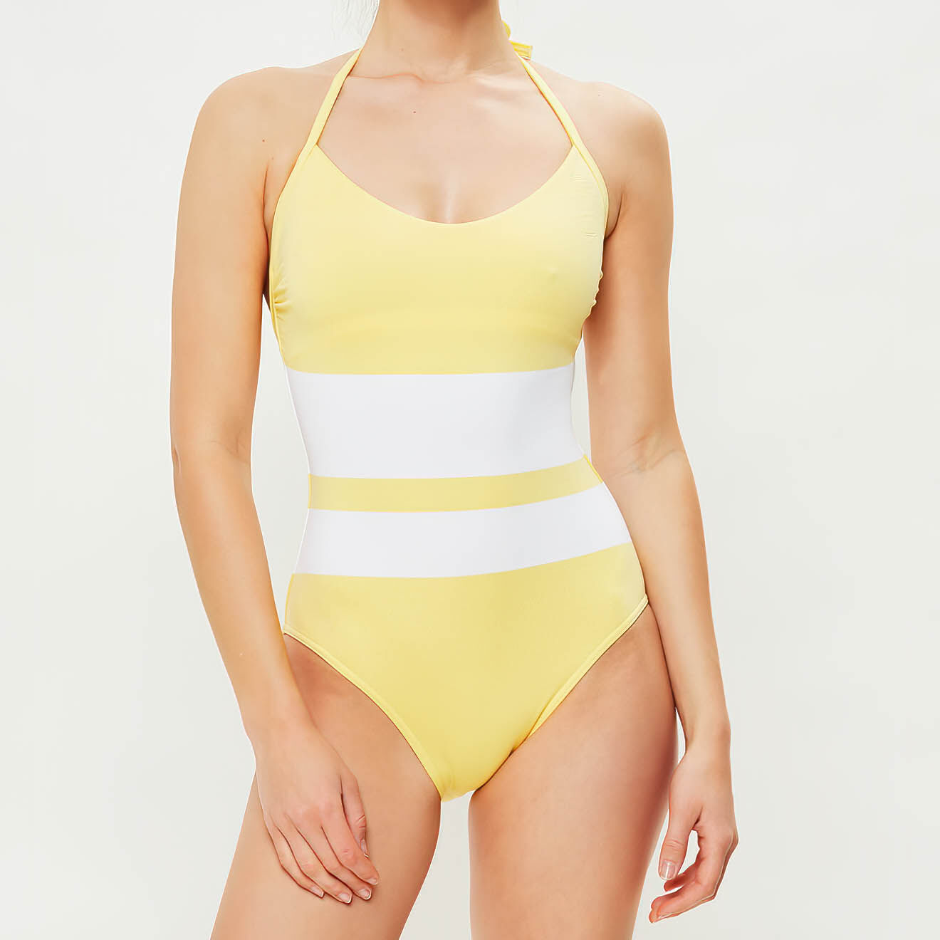 Iodus Maillot de bain 1 Pièce Maritxue jaune pâle/blanc