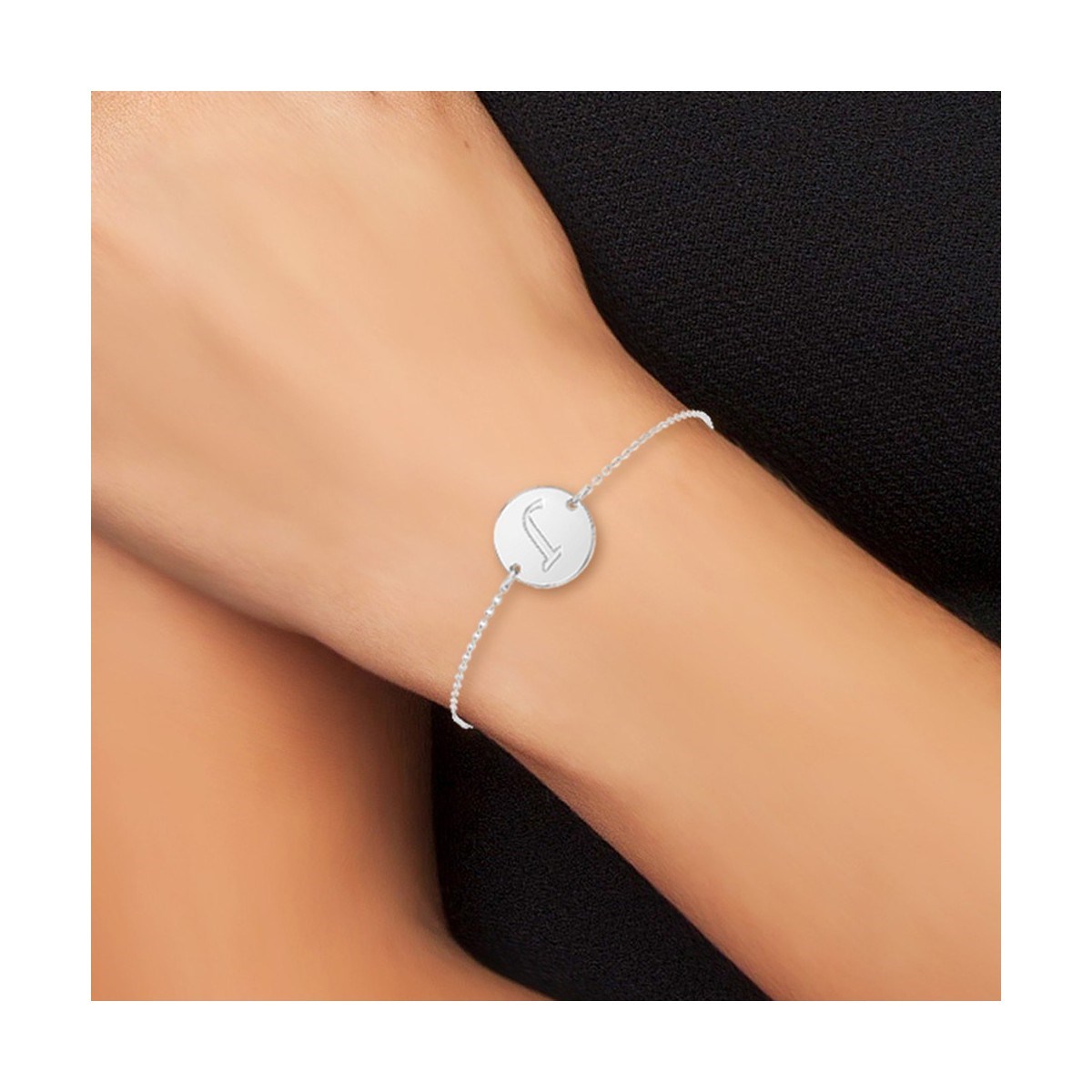 Bracelet lettre J en acier inoxydable SC Crystal