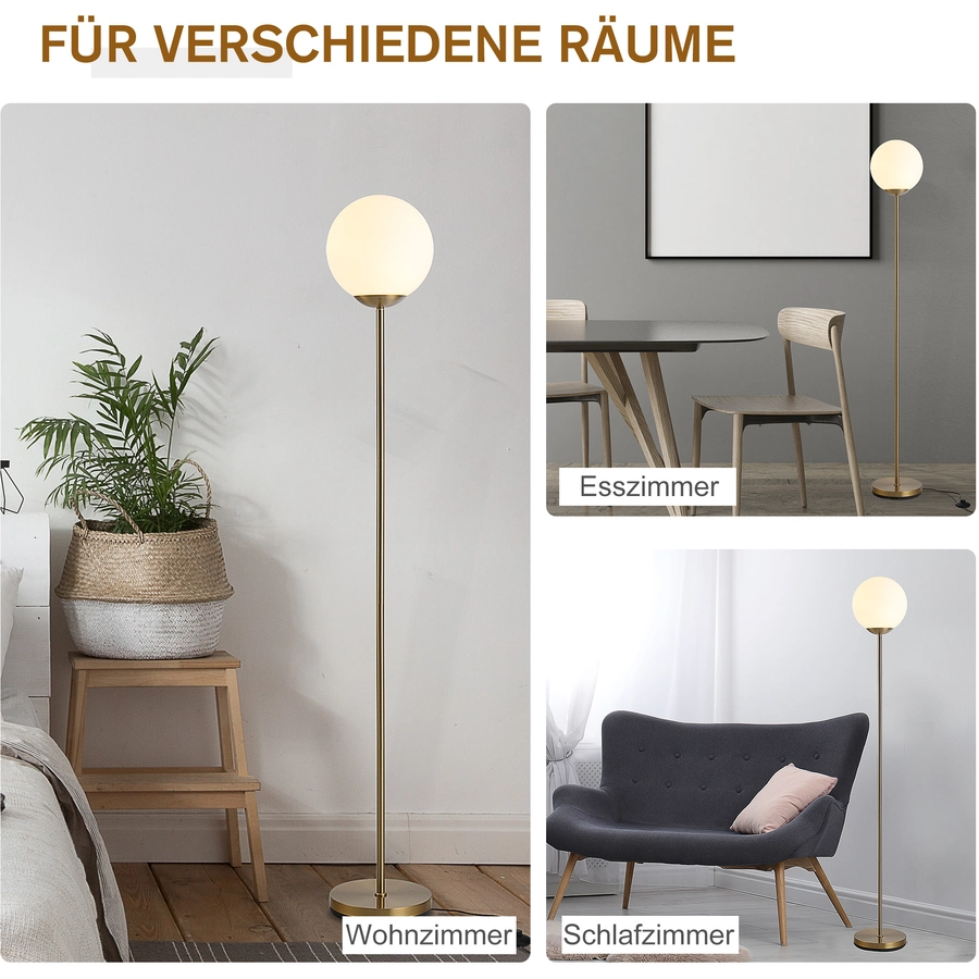 HOMCOM Stehlampe fürs Wohnzimmer gold, weiß