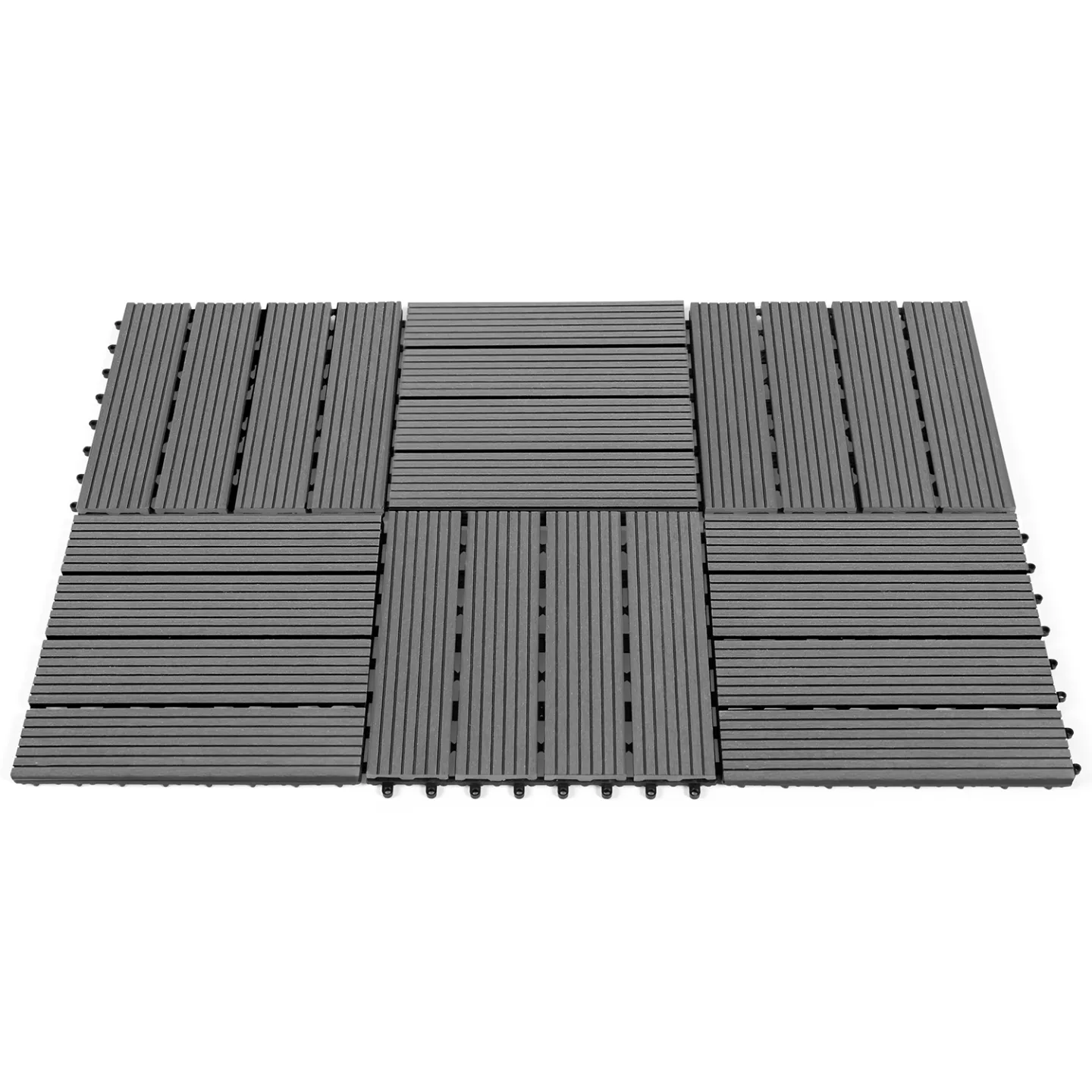 Lot de 10 dalles de terrasse WODHY clipsables bois composite gris 30 x 30 cm