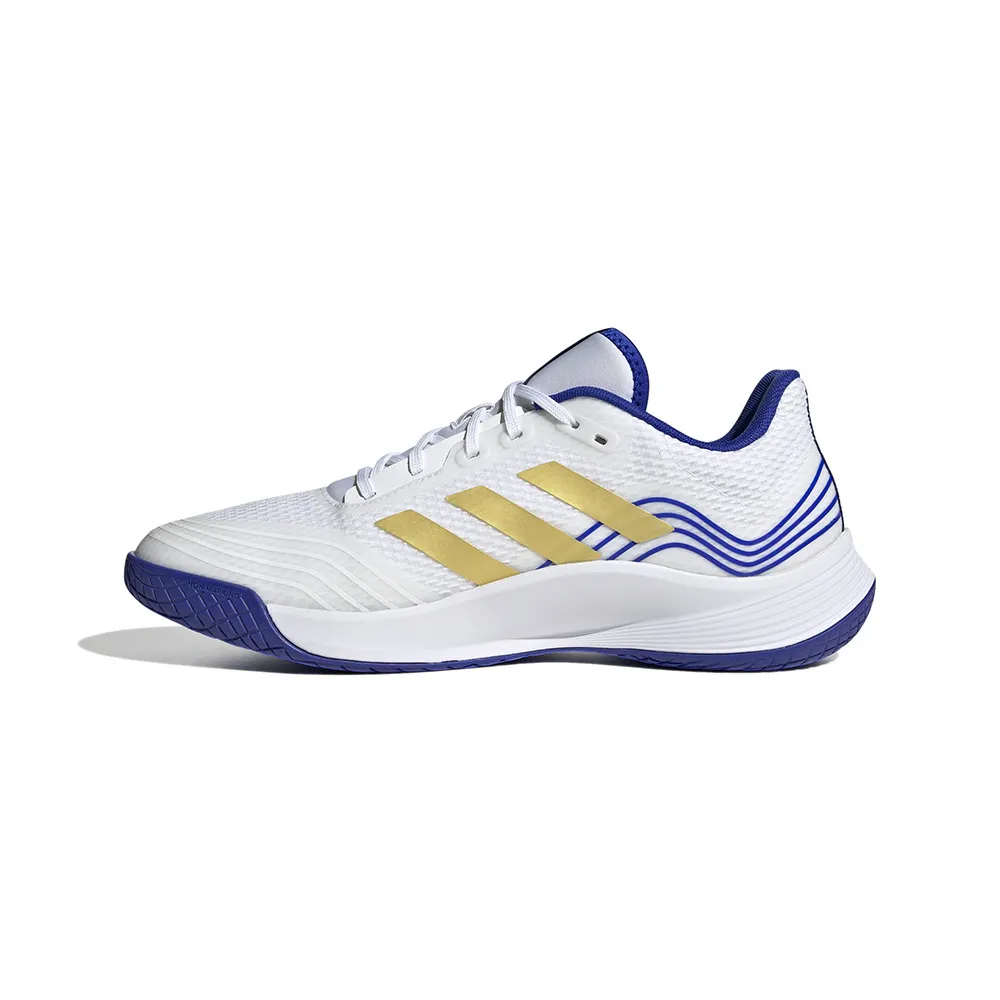 Adidas Performance NOVAFLIGHT PRIMEGREEN - Chaussures volleyball Homme white/gold/lucid blue