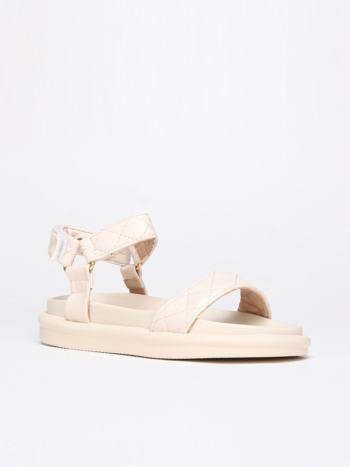 Sandales matelassées à plateforme- Beige